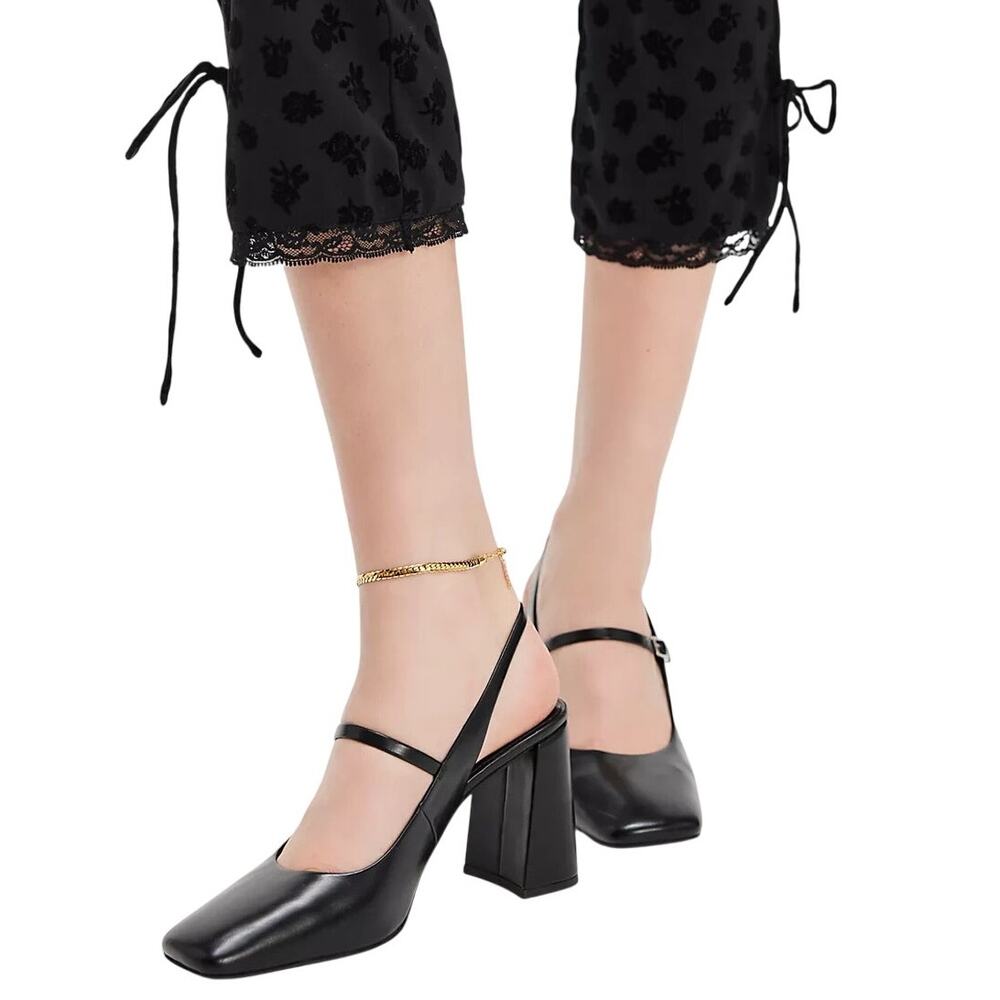 Free People Chic Black Paige Slingback Heels Size US 8